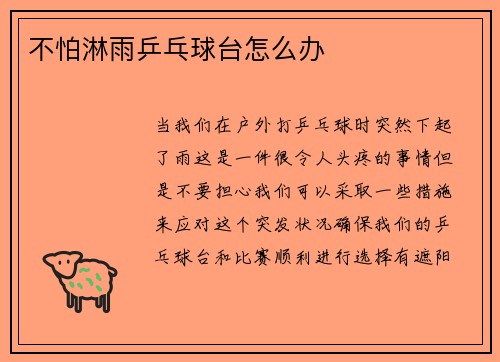 不怕淋雨乒乓球台怎么办