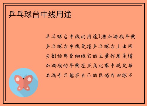 乒乓球台中线用途